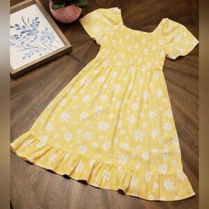 Wonder Nation Yellow Floral Kids Dress Size 7/8 Summer Dress